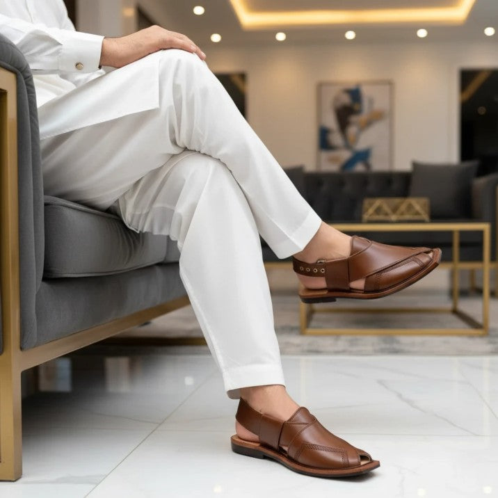 Handmade Mustard Norozi Chappal with China Cut Shape – 092301