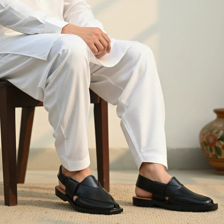 Handmade Black Norozi Chappal With Leather Sole – 092306