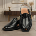 Handmade Black Quetta Norozi Leather Chappal
