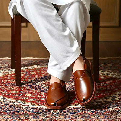 Mustard Leather Norozi Chappal With Leather Sole