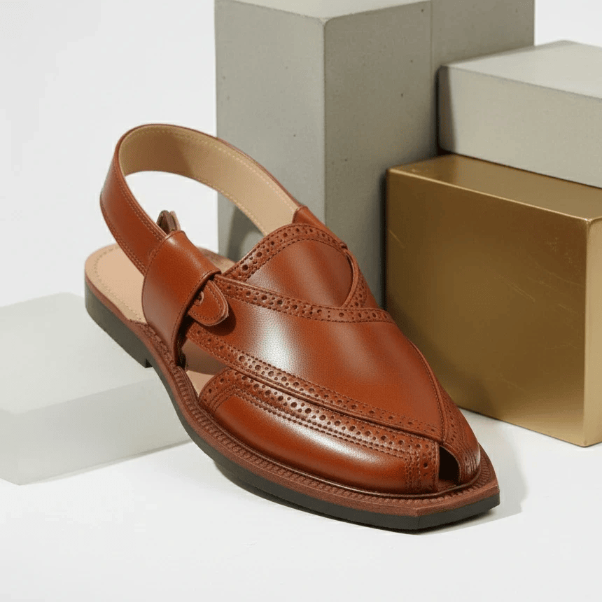 Handmade Brock Quetta Norozi Leather Chappal – 09234