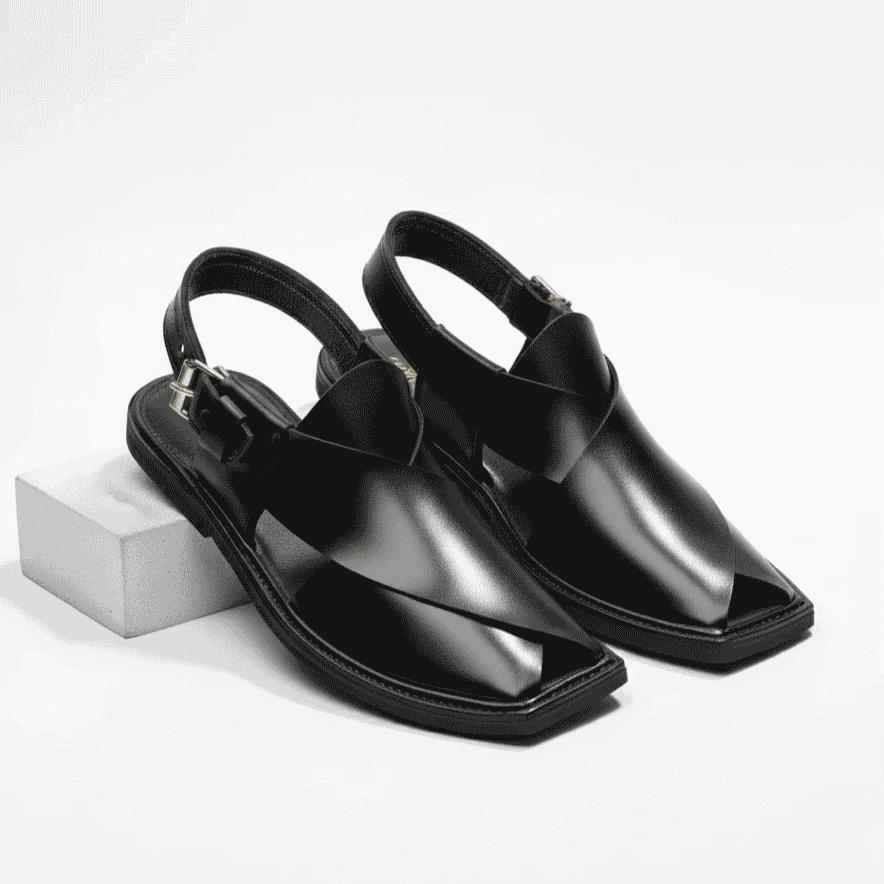 Handmade Black T Shape Charsadda Chappal – 092142