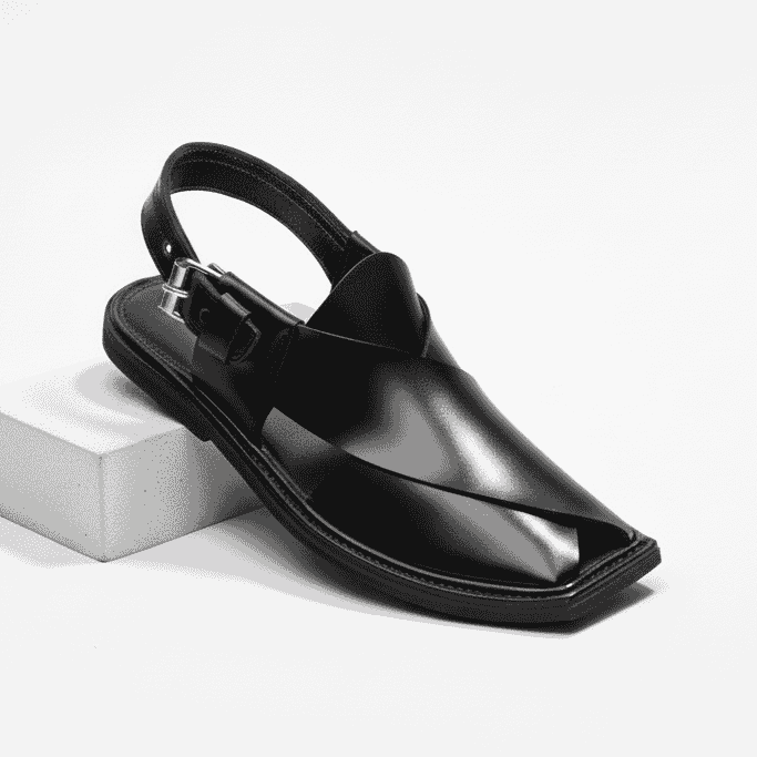 Handmade Black T Shape Charsadda Chappal – 092142