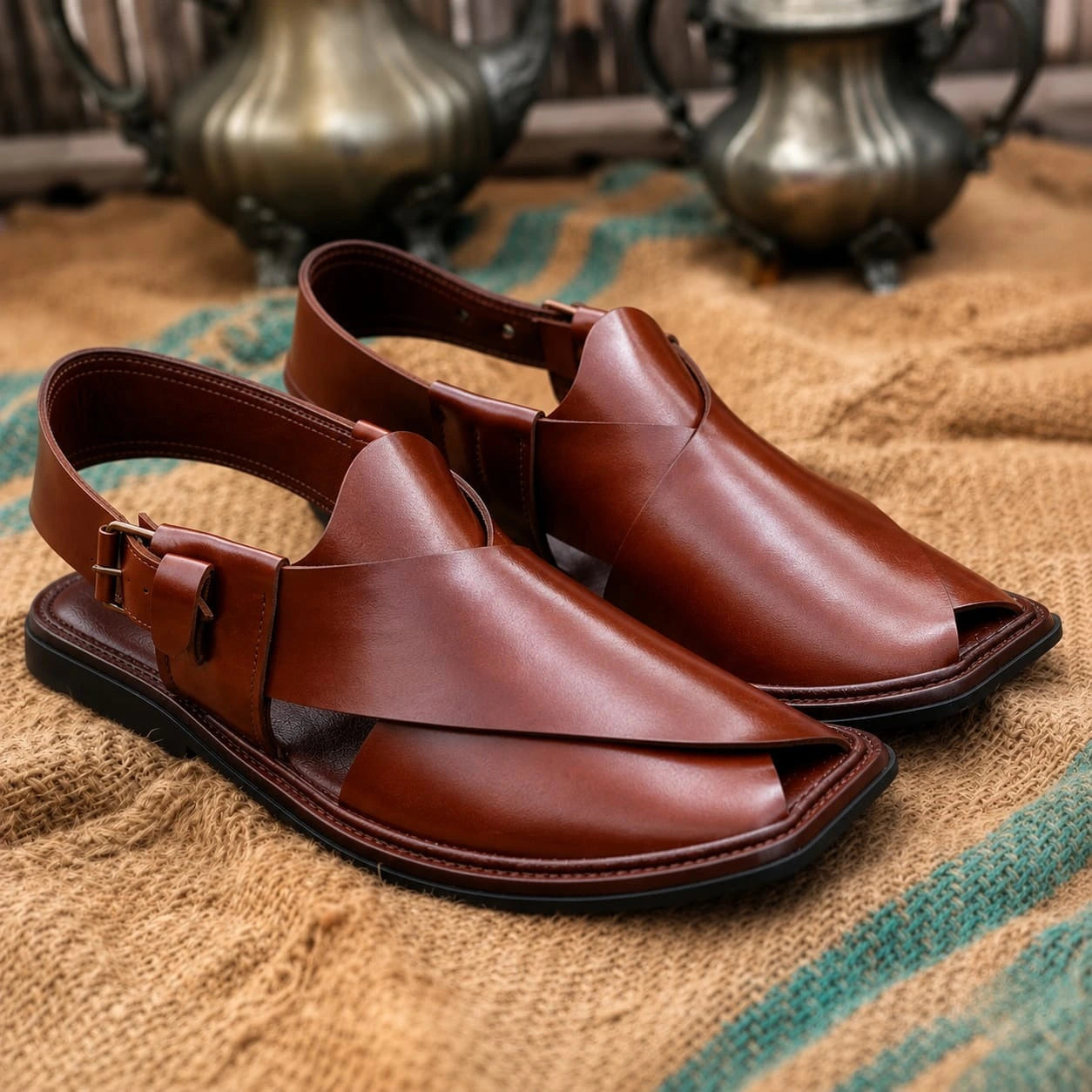 Handmade Mustard Charsadda Chappal with Single Sole