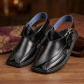Handmade Signature Black Peshawari Chappal