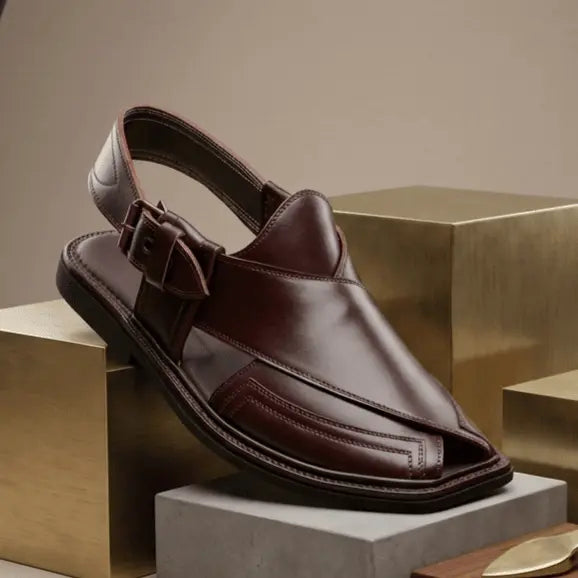 Handmade Signature Brown Peshawari Chappal