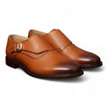 Men’s Handmade Double-Shade Single Monk Shoes with Leather Sole