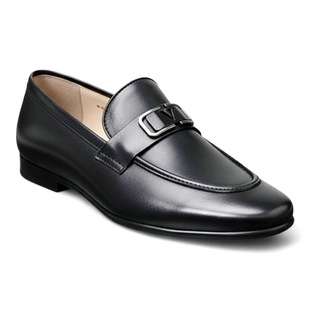 Men’s Black Genuine Cow Leather Shoes | Flexible Rubber Sole - 092120