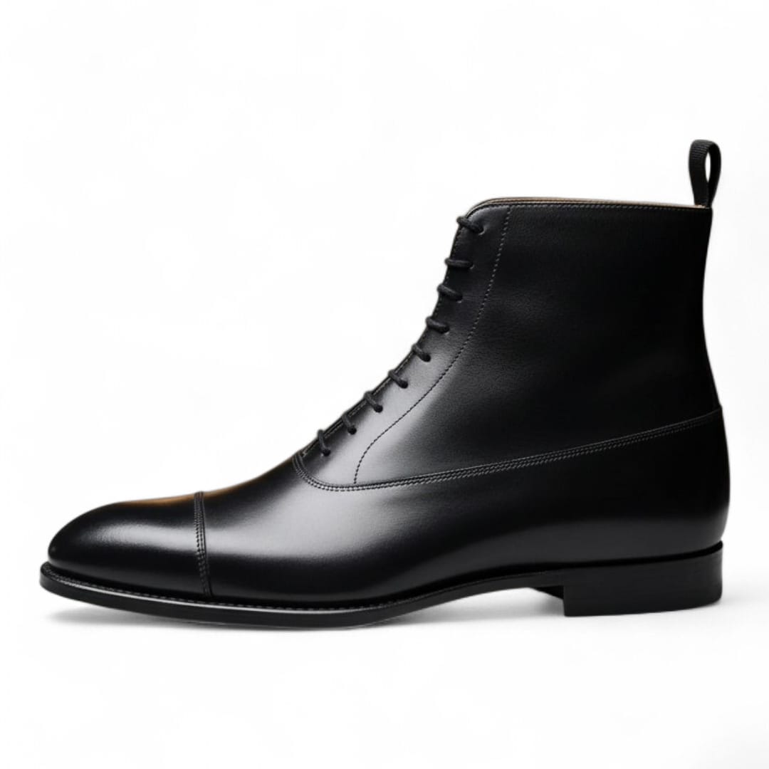 Men’s Black Handmade Leather Formal Lace-Up Ankle Boots