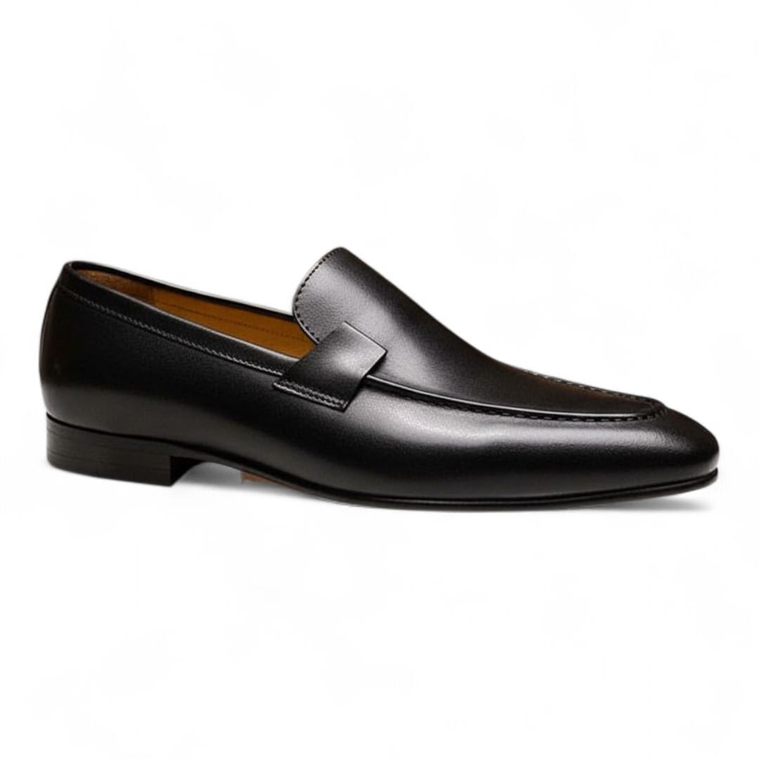 Handmade Men’s Black Leather Loafers | Classic Slip-On Elegance
