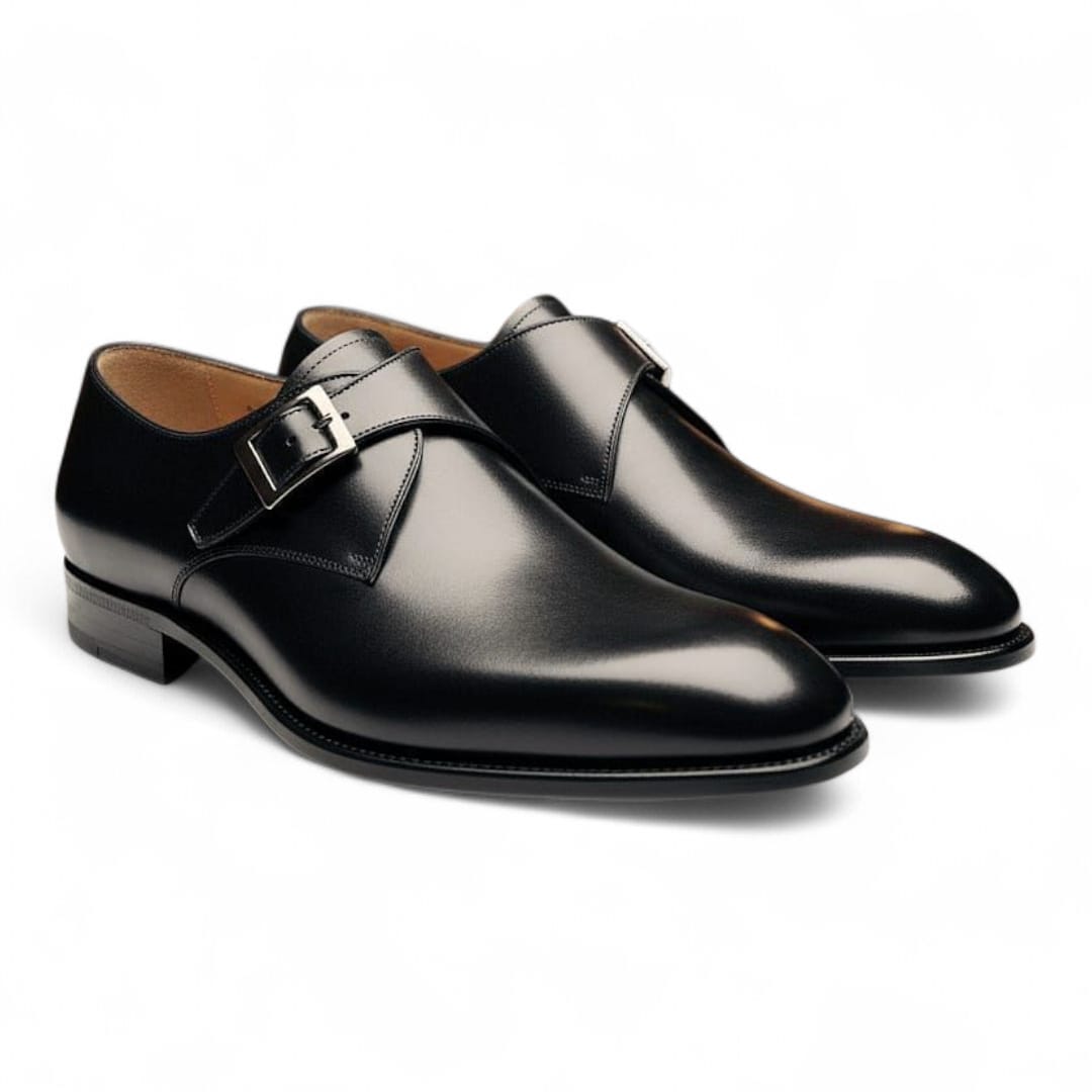 Handmade Pure Leather Single Monk Shoes | Classic Formal Elegance - 092115