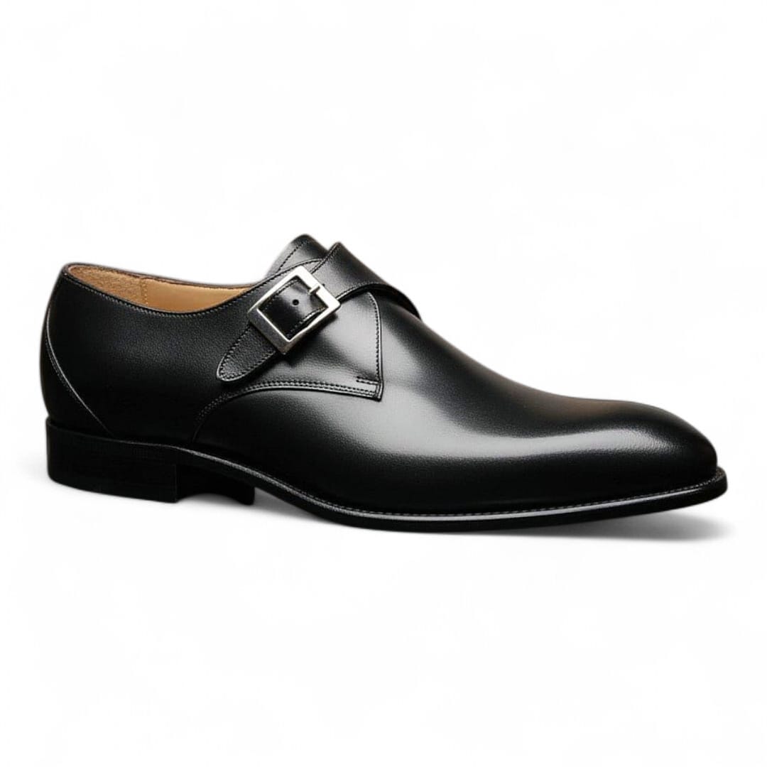 Handmade Pure Leather Single Monk Shoes | Classic Formal Elegance - 092115