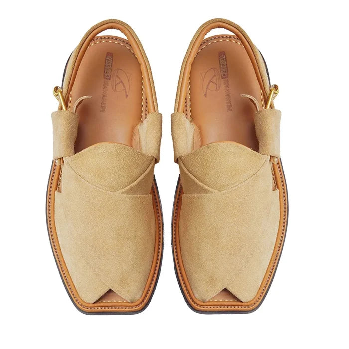 Suede Traditional Camel Peshawar Zalmi Chappal