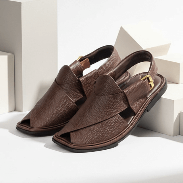 Handmade Peshawar Zalmi Chappal with Brown Doted