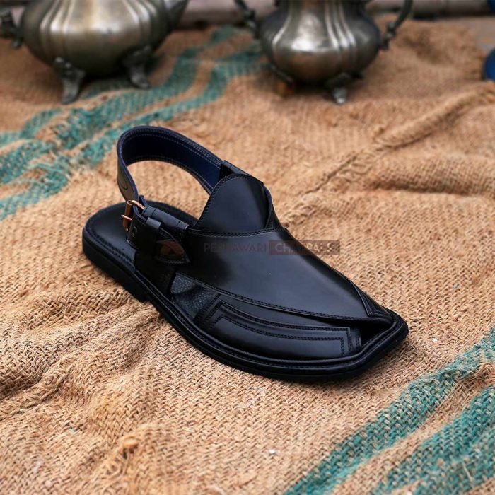 Handmade Signature Black Peshawari Chappal - 09215