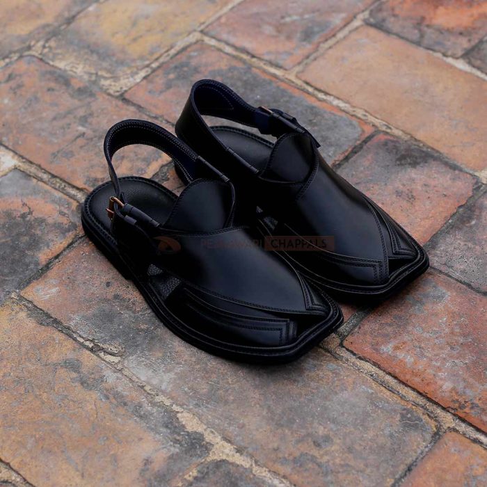 Handmade Signature Black Peshawari Chappal - 09215
