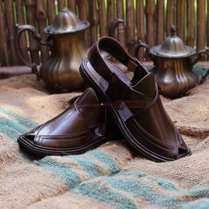 Brown Leather Peshawari Chappal
