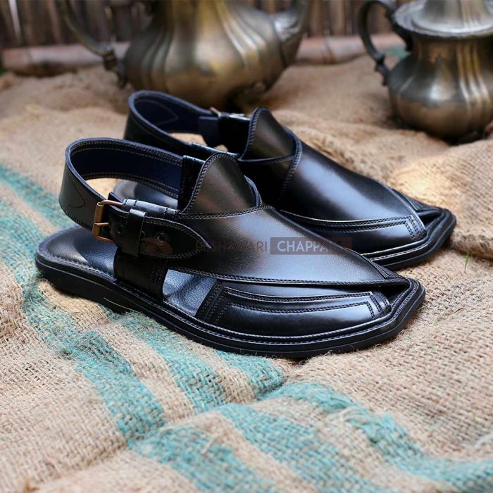 Handmade Signature Black Peshawari Chappal - 09215