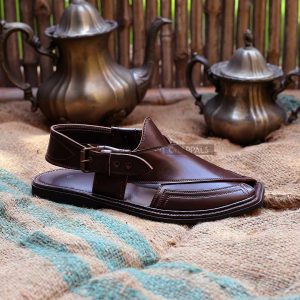 Brown Leather Peshawari Chappal
