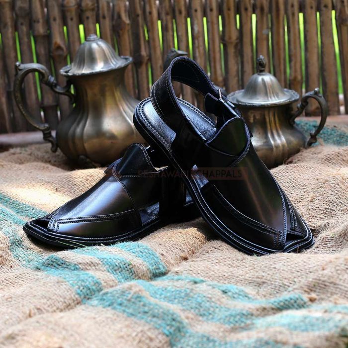 Handmade Signature Black Peshawari Chappal - 09215