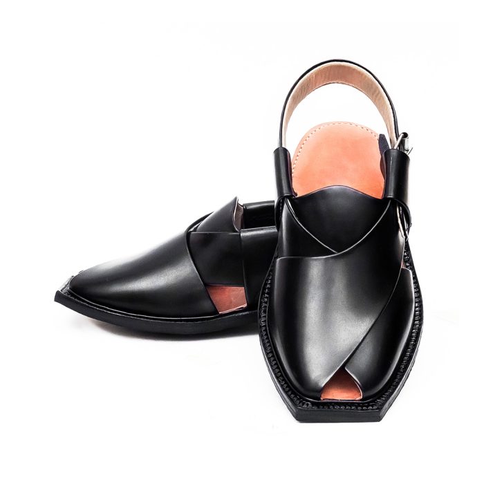 Hand Crafted Black Shine Quetta Norozi Chappal - 092162