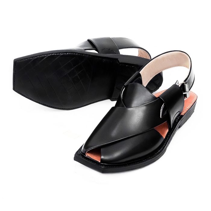 Hand Crafted Black Shine Quetta Norozi Chappal - 092162