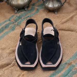 Black Suede Leather Kaptaan Chappal