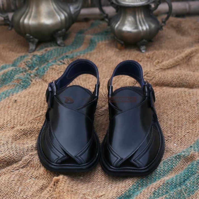 Handmade Signature Black Peshawari Chappal - 09215