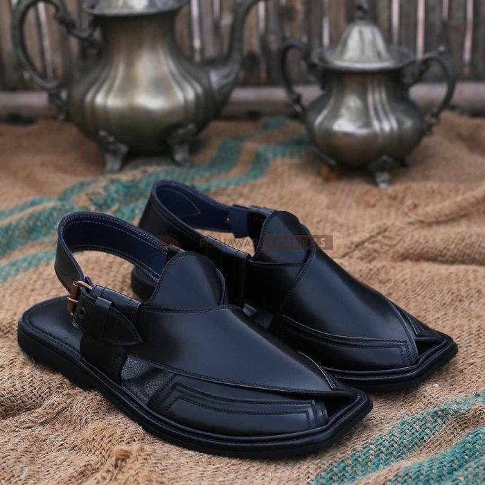 Handmade Signature Black Peshawari Chappal - 09215
