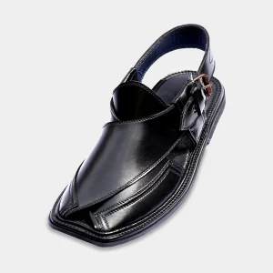 Handmade Signature Black Peshawari Chappal - 09215