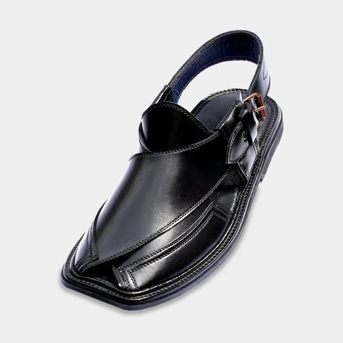 Handmade Signature Black Peshawari Chappal - 09215