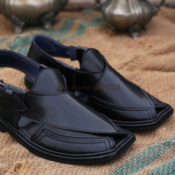 Handmade Signature Black Peshawari Chappal - 09215