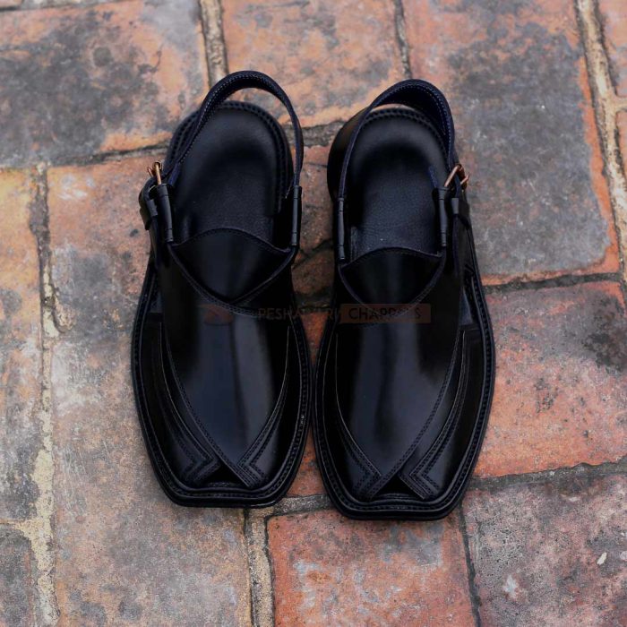 Handmade Signature Black Peshawari Chappal - 09215