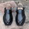 Midnight Black Printed Leather Quetta Norozi Chappal - 092376