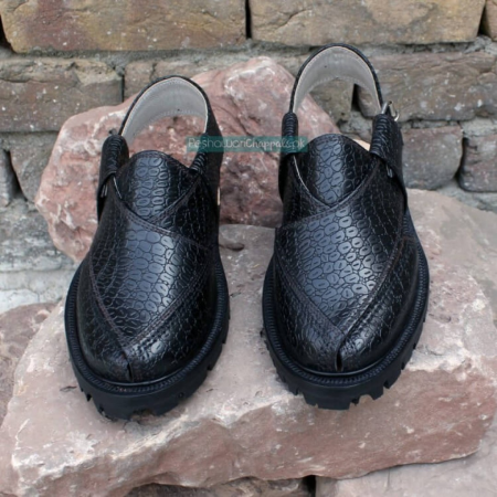 Envy Black Printed Leather Quetta Norozi Chappal - 092378