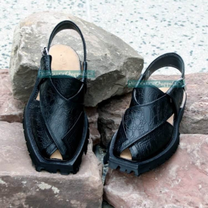 Handmade Black Crocodile Shikari Leather Chappal