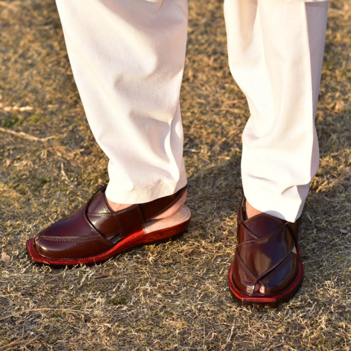 Handmade Brown Norozi Chappal with Double Tire Sole - 092603