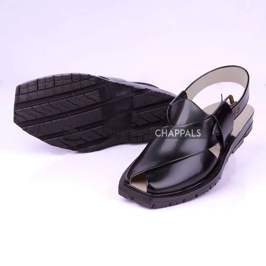 High Lustre Black Quetta Norozi Chappal - 092333