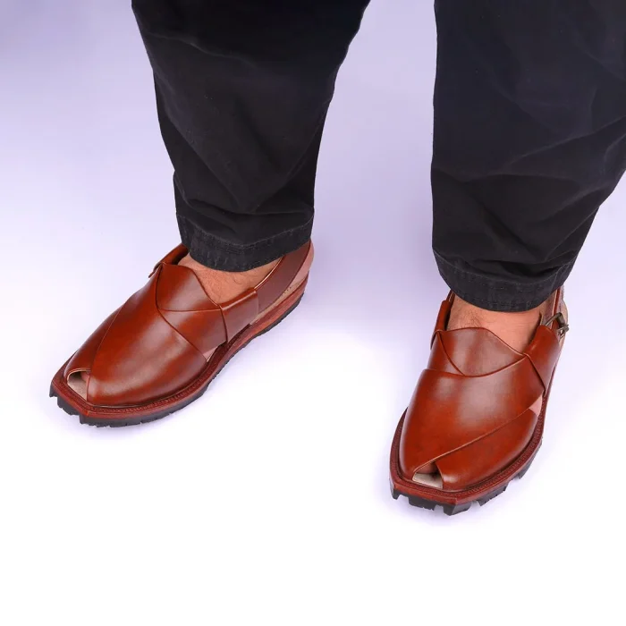 Hand-Crafted Mustard Quetta Norozi Chappal with Double Tire Sole - 092431