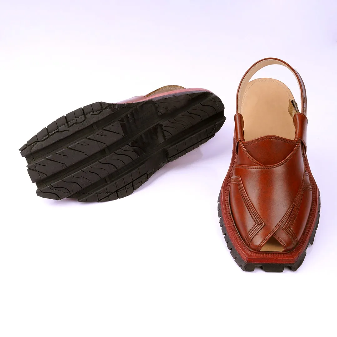 Hand Crafted Mustard Quetta Shikari Norozi Chappal with Double Sole - 092371