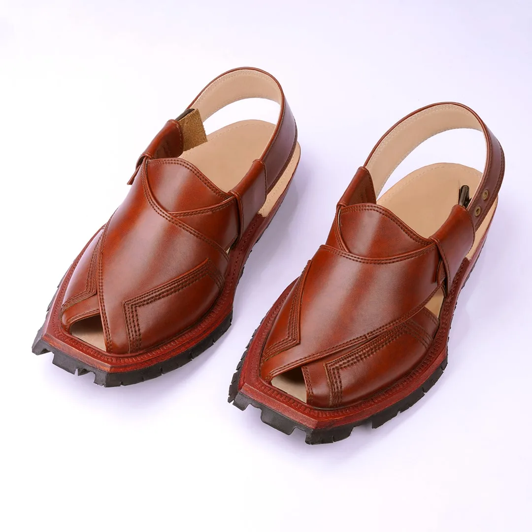 Hand Crafted Mustard Quetta Shikari Norozi Chappal with Double Sole - 092371