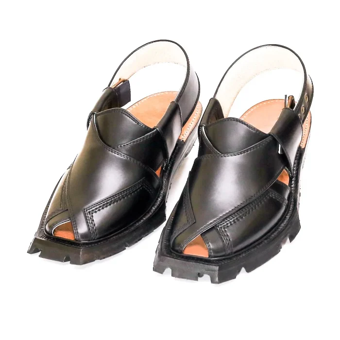 Noir Black Quetta Shikari Chappal with Double Sole - 092165