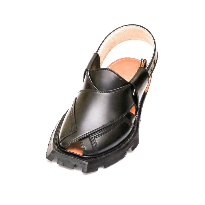 Noir Black Quetta Shikari Chappal with Double Sole - 092165