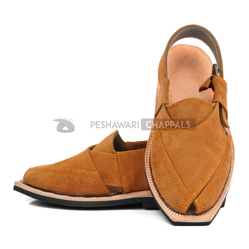 Hand Crafted Camel Suede Quetta Norozi Chappal With Single Sole – 092367