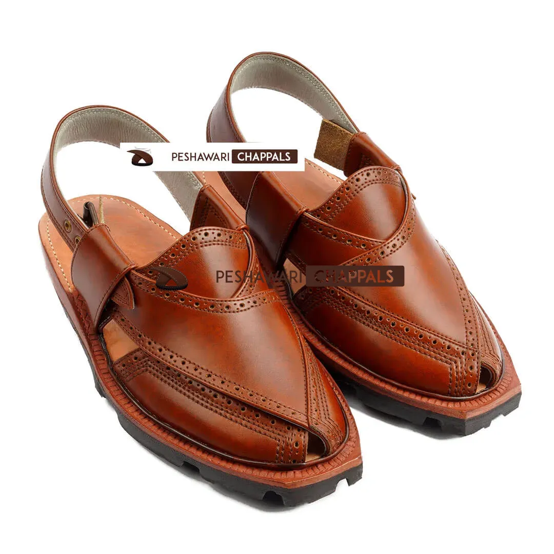 Handmade Mustard Brock Quetta Norozi Leather Chappal – 09222