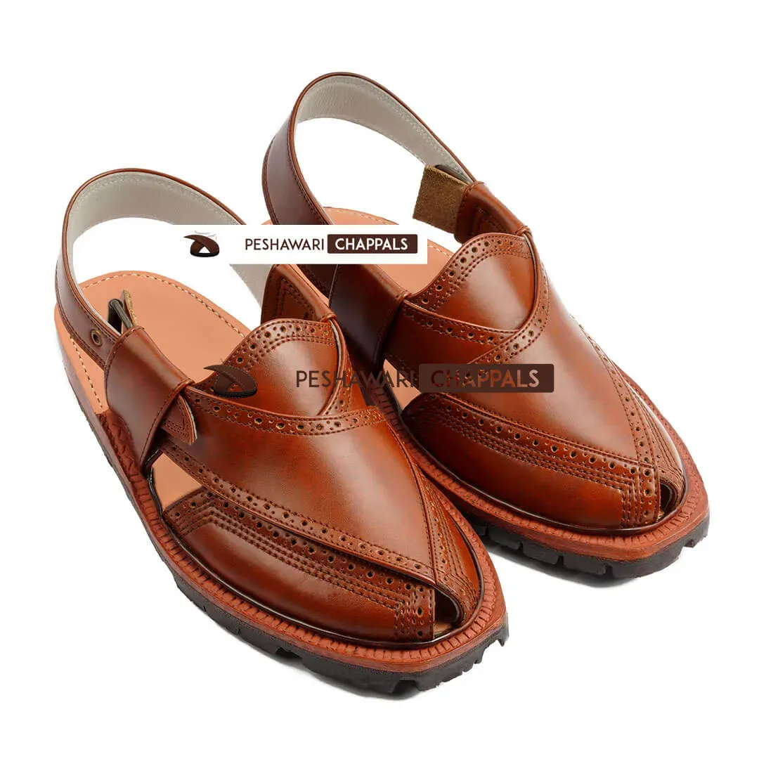 Handmade Mustard Brock Quetta Norozi Leather Chappal – 09220