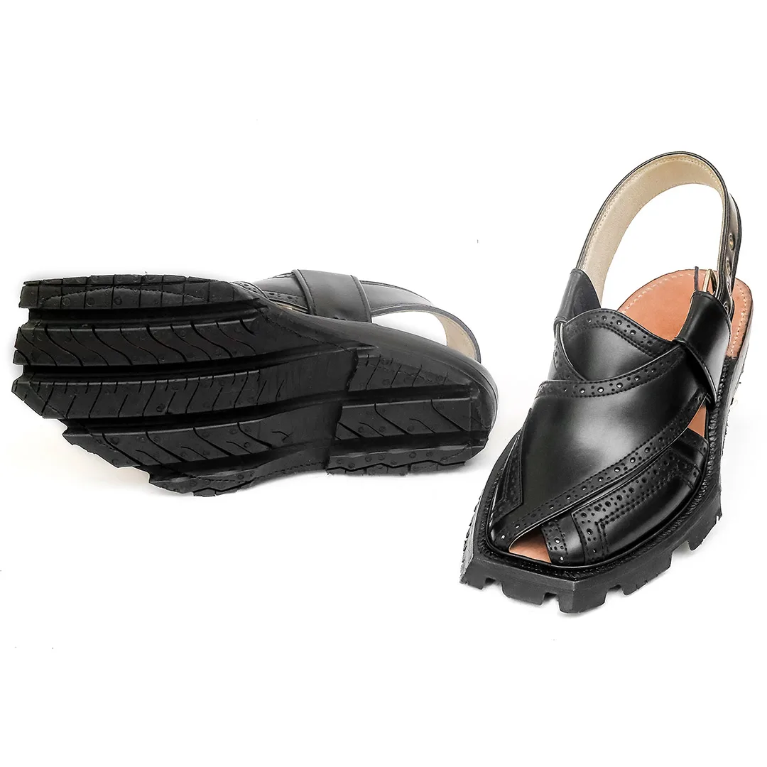 Handmade Brock Quetta Shikari Leather Chappal – 092365