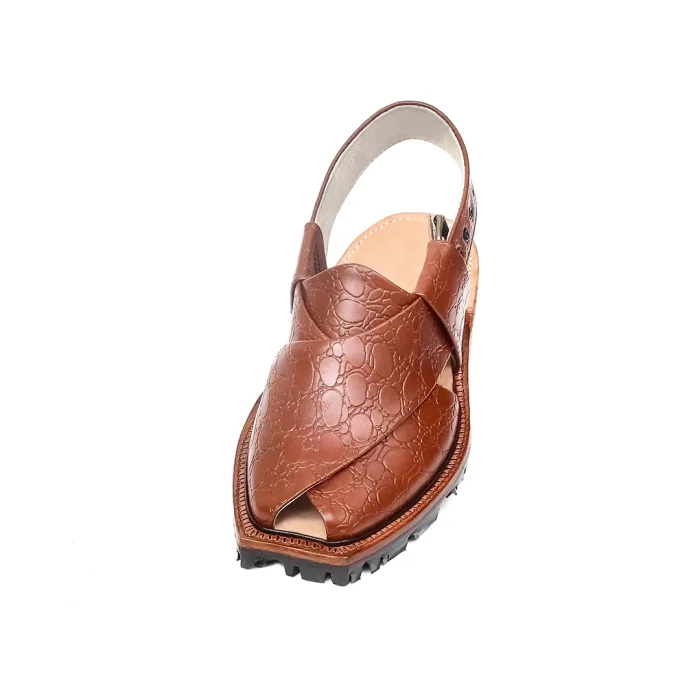 Printed Leather Mustard Norozi Chappal With Double Sole – 09214