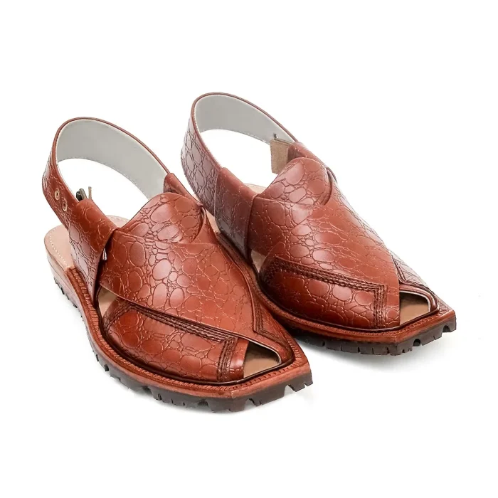 Printed Mustard Norozi Chappal With China Cut Shape – 09213