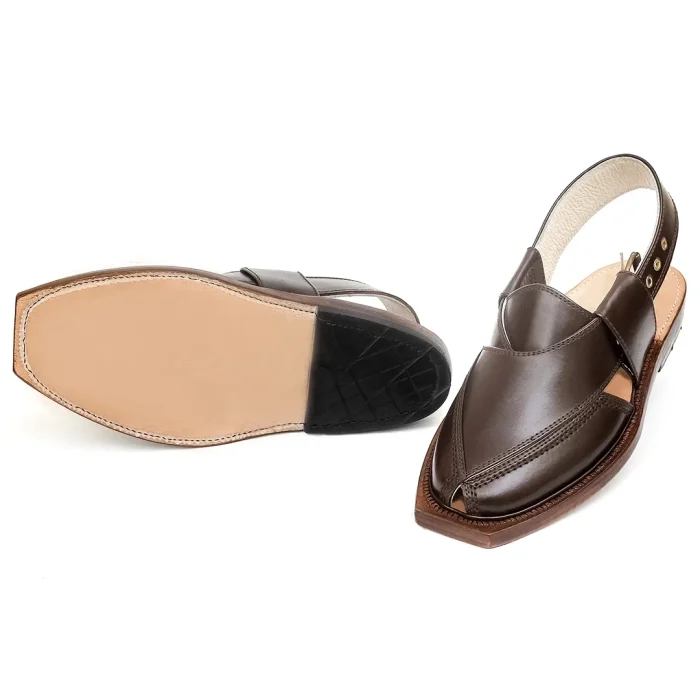 Brown Norozi Chappal With Leather Sole - 092307